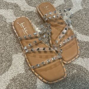 Nicole miller clear studded sandals size 8. Never worn